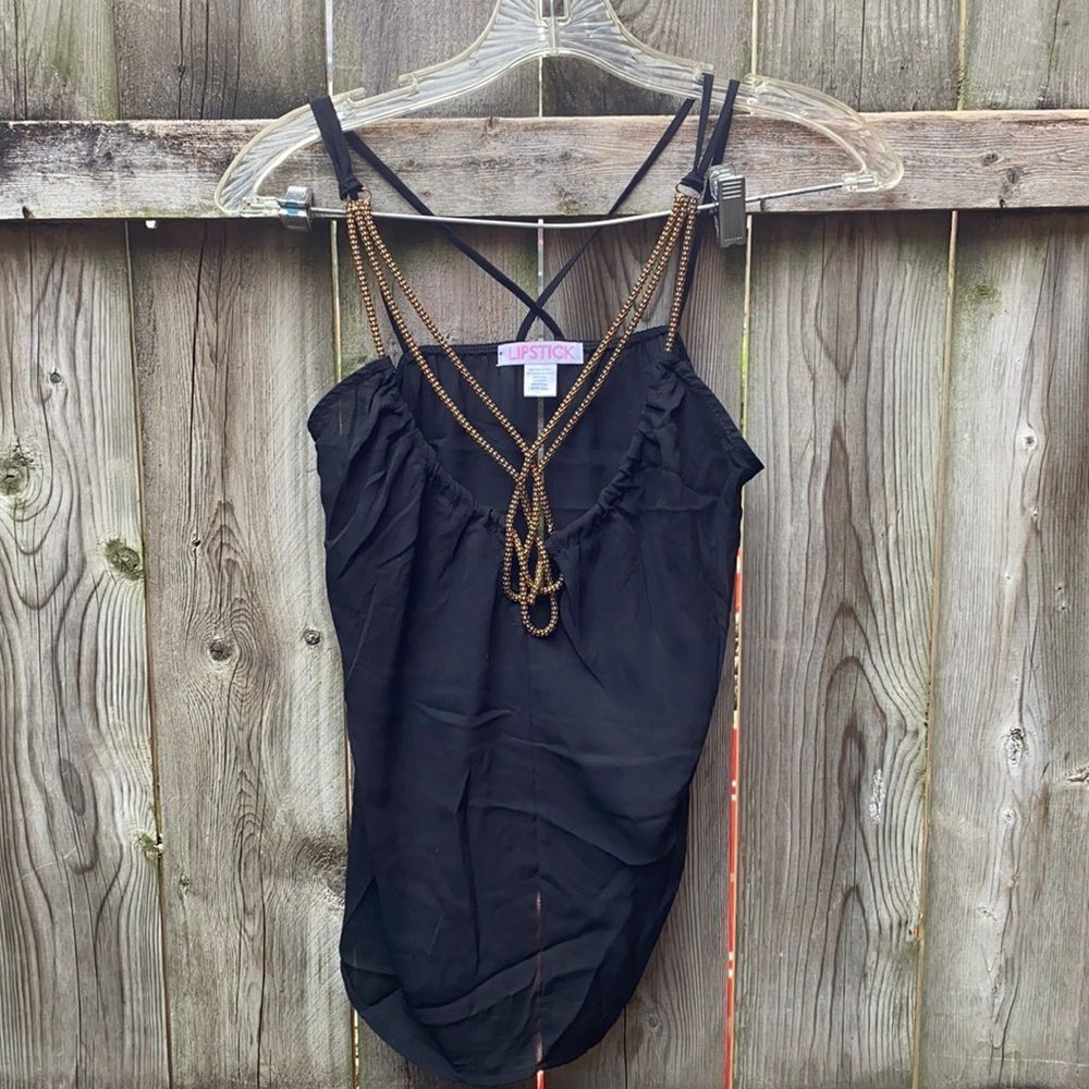 Lipstick gold accented tank top sz xs
